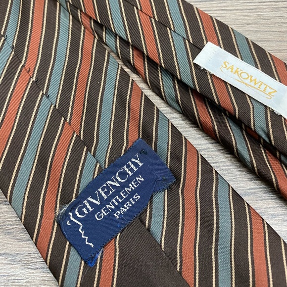 Givenchy Brown, Rust & Teal Stripe Tie - Picture 3 of 4